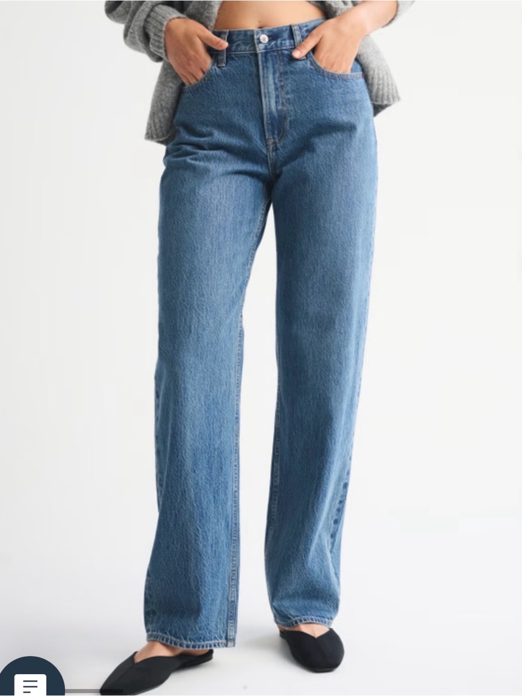 Abercrombie & Fitch Mid-Rise Straight Leg Jeans - Medium Blue